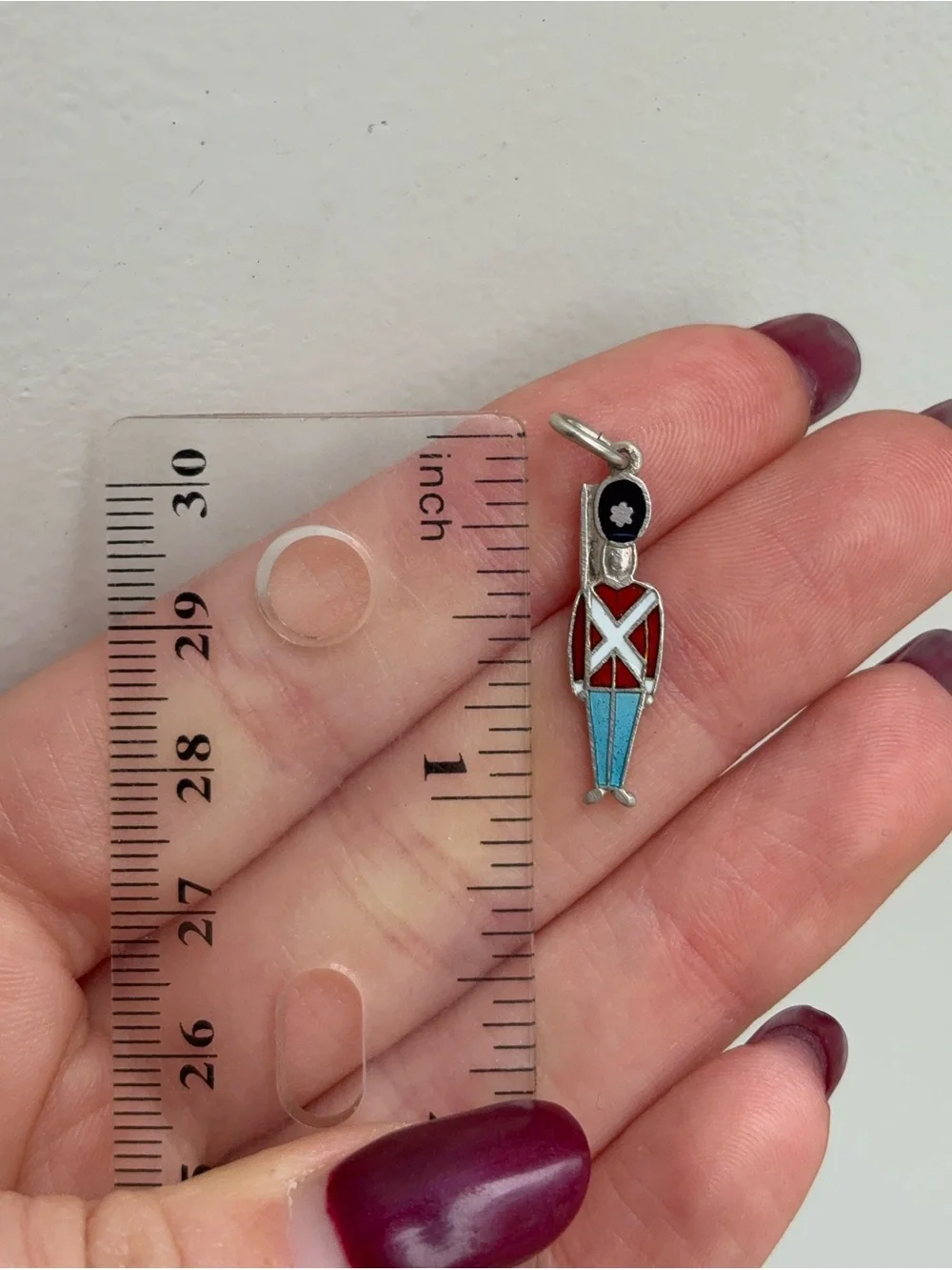 Vintage Sterling Silver Royal Guard Enamel Charm Pendant Mid Century Modern